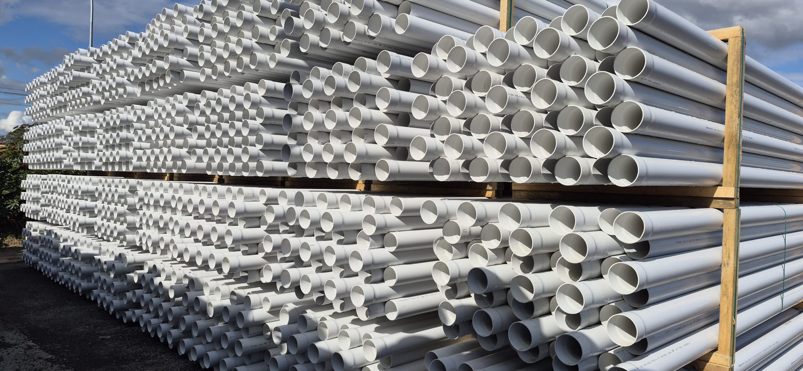 PVC DWV pipe packs in the yard