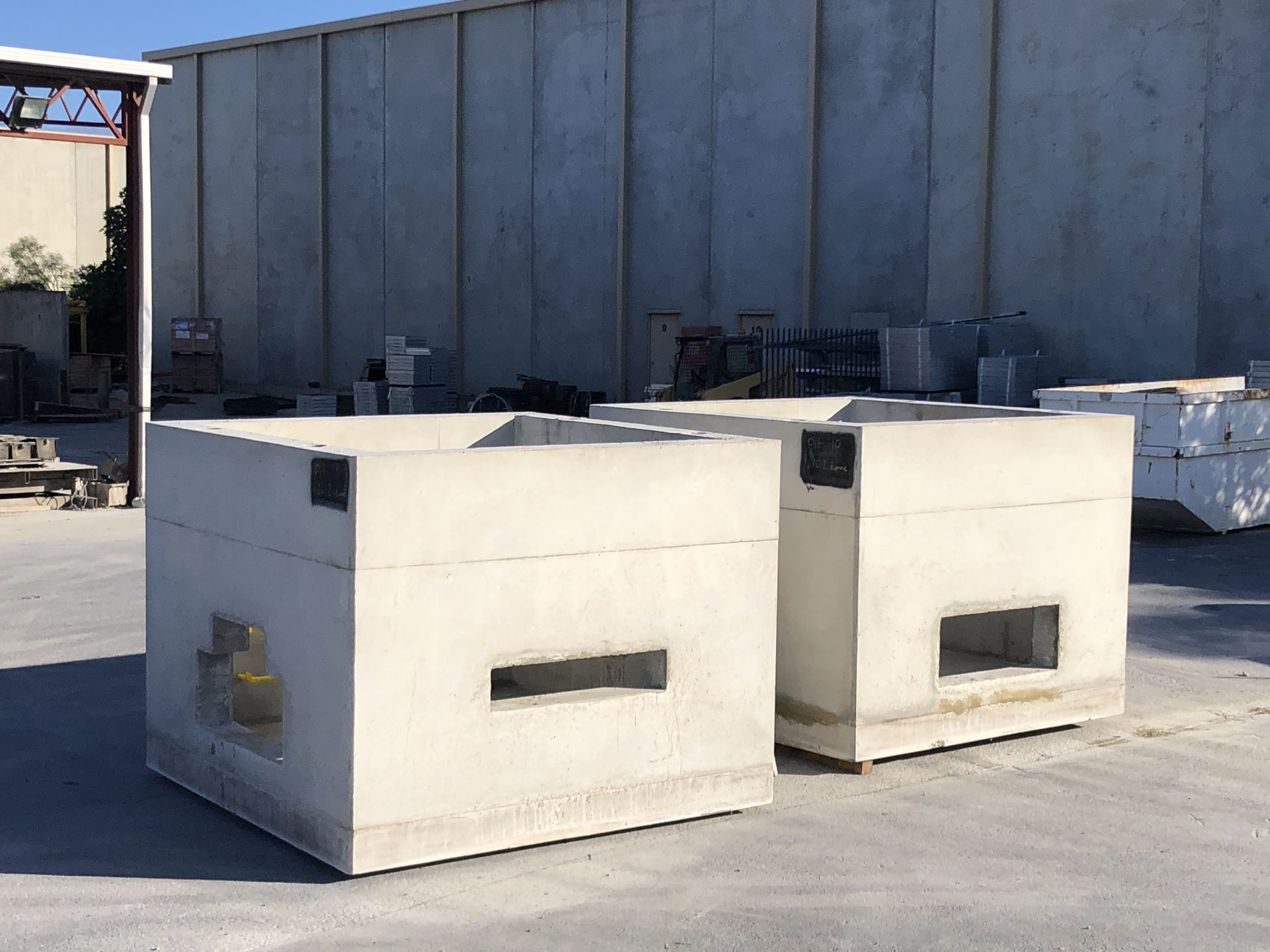 Precast electrical pits in the yard
