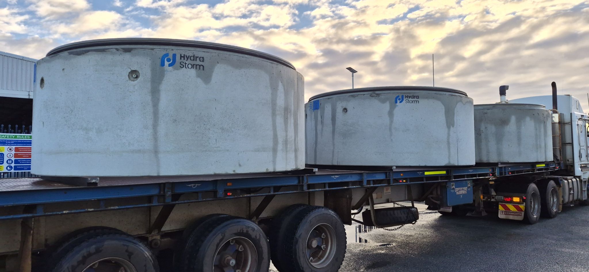 Precast pump station liners on trailer